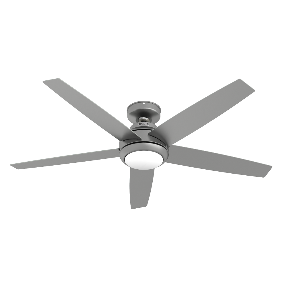 Hunter 52 inch Zayden Matte Silver Ceiling Fan with LED Light Kit and Handheld Remote