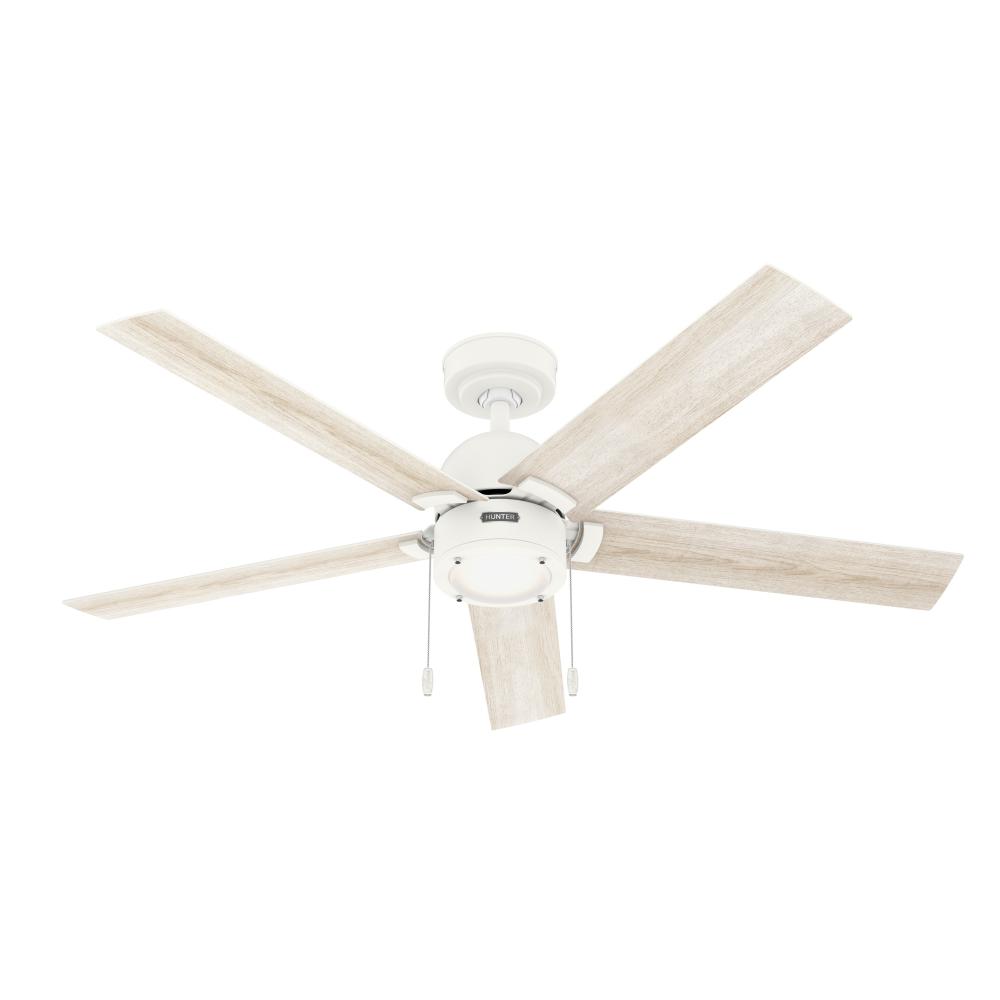 Hunter 52 inch Erling Matte White Ceiling Fan with LED Light Kit and Pull Chain