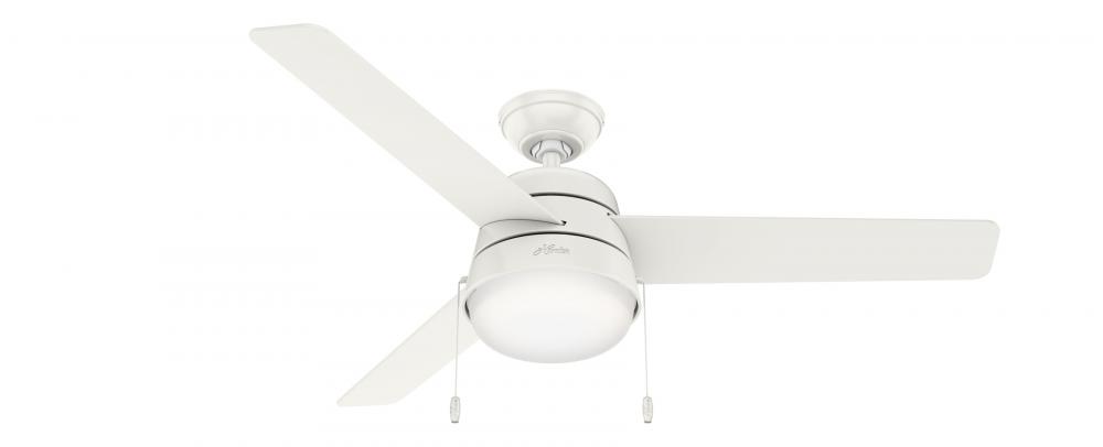 Hunter 52 inch Aker Fresh White Damp Rated Ceiling Fan with LED Light Kit and Pull Chain