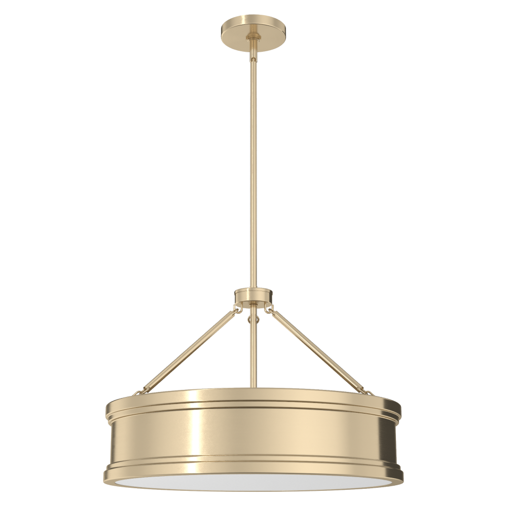 Hunter Capshaw Alturas Gold with Painted Cased White Glass 5 Light Pendant Ceiling Light Fixture