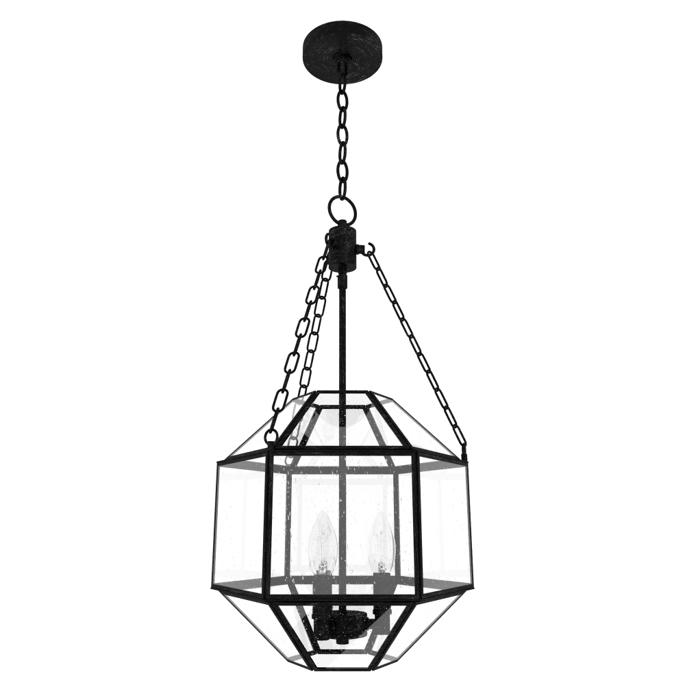 Hunter Indria Rustic Iron with Seeded Glass 3 Light Pendant Ceiling Light Fixture