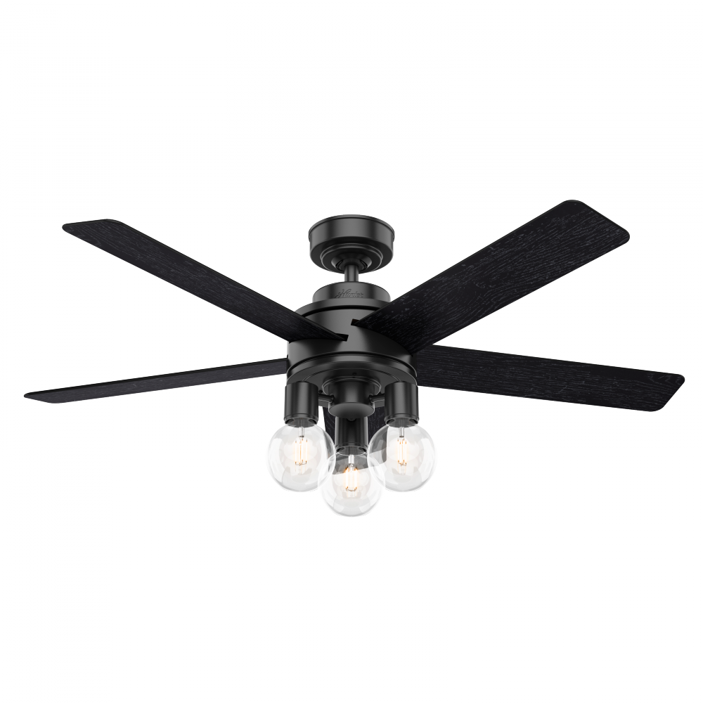 Hunter 52 inch Hardwick Matte Black Ceiling Fan with LED Light Kit and Handheld Remote