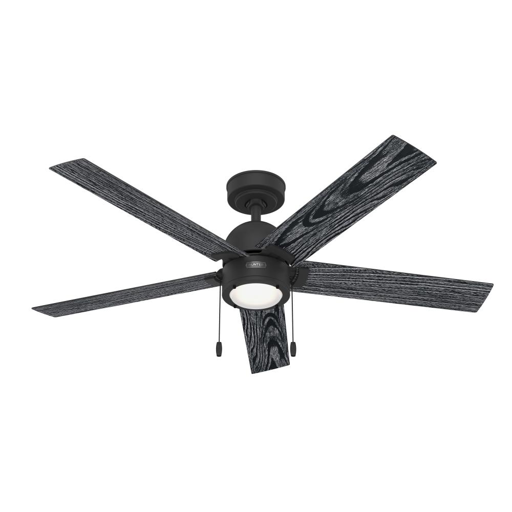 Hunter 52 inch Erling Matte Black Ceiling Fan with LED Light Kit and Pull Chain
