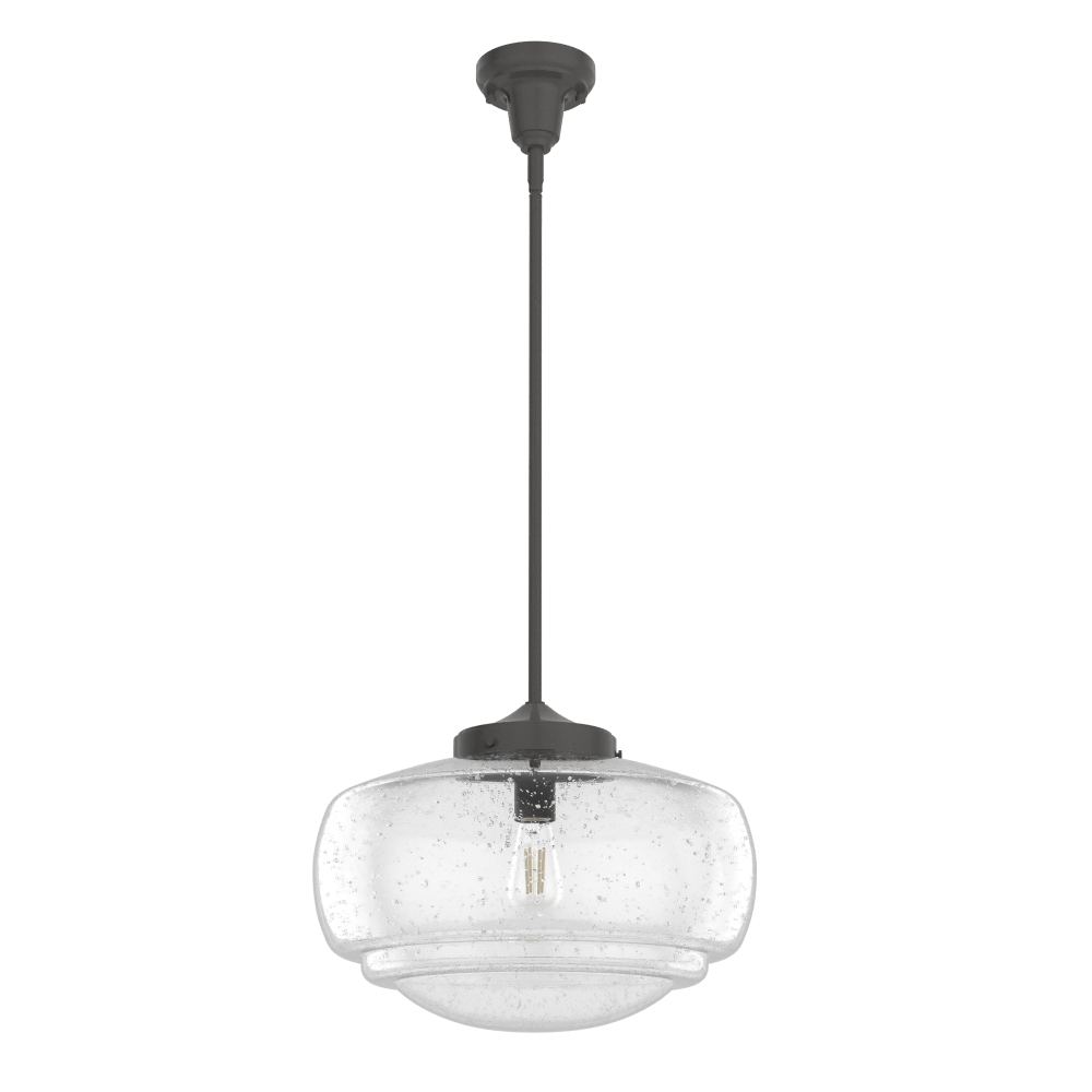Hunter Saddle Creek Noble Bronze with Seeded Glass 1 Light Pendant Ceiling Light Fixture