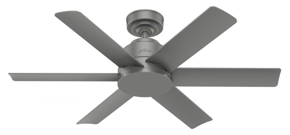 Hunter 44 inch Kennicott Matte Silver Damp Rated Ceiling Fan and Wall Control