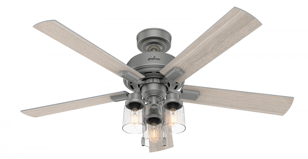 Hunter 52 inch Hartland Matte Silver Ceiling Fan with LED Light Kit and Pull Chain