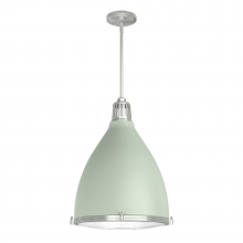 Hunter 19072 - Hunter Bluff View Soft Sage and Brushed Nickel with Clear Holophane Glass 3 Light Pendant Ceiling Li