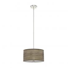 Hunter 19244 - Hunter Solhaven Warm Grey Oak and Brushed Nickel with Painted Cased White Glass 2 Light Pendant Ceil