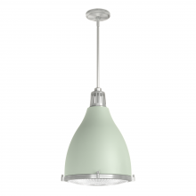 Hunter 19071 - Hunter Bluff View Soft Sage and Brushed Nickel with Clear Holophane Glass 3 Light Pendant Ceiling Li