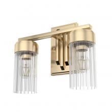  19682 - Hunter Gatz Alturas Gold with Clear Glass 2 Light Bathroom Vanity Wall Light Fixture