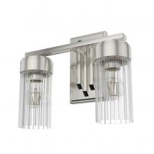  19683 - Hunter Gatz Brushed Nickel with Clear Glass 2 Light Bathroom Vanity Wall Light Fixture