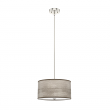 Hunter 19242 - Hunter Solhaven Light Gray Oak and Brushed Nickel with Painted Cased White Glass 2 Light Pendant Cei