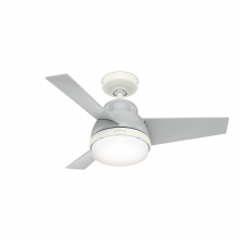 Hunter 51328 - Hunter 36 inch Valda Dove Grey Ceiling Fan with LED Light Kit and Handheld Remote