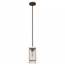 Hunter 19974 - Hunter Chevron Textured Rust and Distressed White with Seeded Glass 1 Light Pendant Ceiling Light Fi