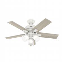 Hunter 52350 - Hunter 44 inch Crystal Peak Matte White Ceiling Fan with LED Light Kit and Pull Chain