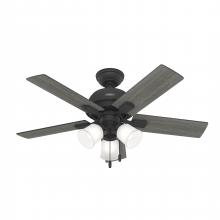 Hunter 52351 - Hunter 44 inch Crystal Peak Matte Black Ceiling Fan with LED Light Kit and Pull Chain