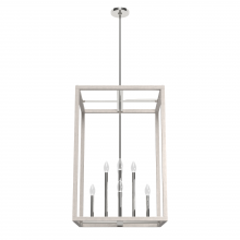 Hunter 19109 - Hunter Squire Manor Chrome and Distressed White 8 Light Pendant Ceiling Light Fixture