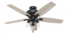 Hunter 50403 - Hunter 52 inch Charlotte Matte Black Ceiling Fan with LED Light Kit and Pull Chain