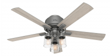 Hunter 50656 - Hunter 52 inch Hartland Matte Silver Low Profile Ceiling Fan with LED Light Kit and Pull Chain