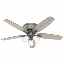 Hunter 51113 - Hunter 52 inch Builder Matte Silver Low Profile Ceiling Fan with LED Light Kit and Pull Chain
