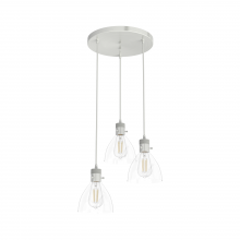 Hunter 19310 - Hunter Van Nuys Brushed Nickel with Clear Glass 3 Light Pendant Cluster Ceiling Light Fixture