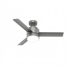 Hunter 51845 - Hunter 44 inch Gilmour Matte Silver Damp Rated Ceiling Fan with LED Light Kit and Handheld Remote