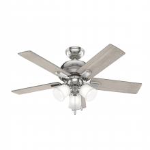 Hunter 51789 - Hunter 44 inch Crystal Peak Brushed Nickel Ceiling Fan with LED Light Kit and Pull Chain