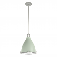 Hunter 19073 - Hunter Bluff View Soft Sage and Brushed Nickel with Clear Holophane Glass 1 Light Pendant Ceiling Li