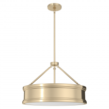 Hunter 19611 - Hunter Capshaw Alturas Gold with Painted Cased White Glass 5 Light Pendant Ceiling Light Fixture