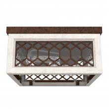 Hunter 19970 - Hunter Chevron Textured Rust and Distressed White with Seeded Glass 2 Light Flush Mount Ceiling Ligh