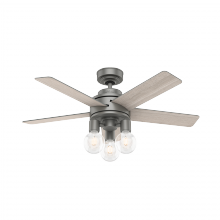 Hunter 50597 - Hunter 44 inch Hardwick Matte Silver Ceiling Fan with LED Light Kit and Handheld Remote