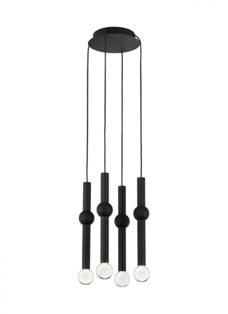 Modern Guyed dimmable LED 4-light Ceiling Chandelier in a Nightshade Black finish