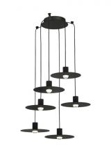 Visual Comfort & Co. Modern Collection 700TRSPEVS6RB-LED930 - Modern Eaves dimmable LED 6-light in a Nightshade Black finish Ceiling Chandelier