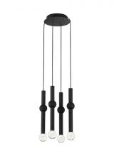 Visual Comfort & Co. Modern Collection 700TRSPGYD4RB-LED930 - Modern Guyed dimmable LED 4-light Ceiling Chandelier in a Nightshade Black finish