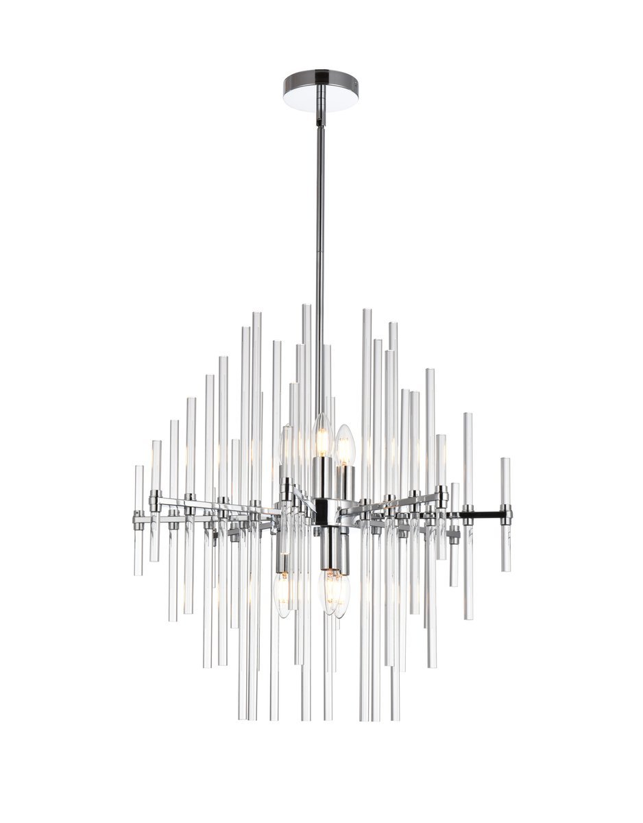 Sienna 23 Inch Crystal Rod Pendant in Chrome