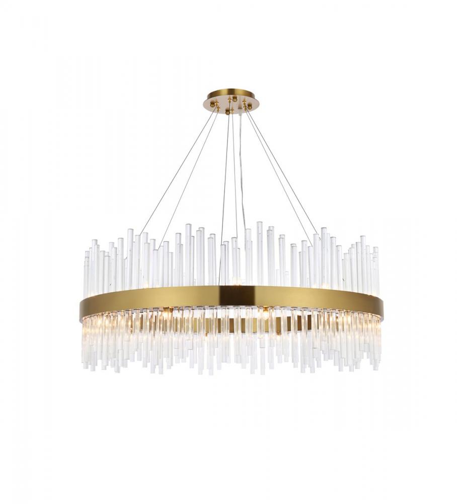 Dallas 36 Inch Round Crystal Pendant in Satin Gold