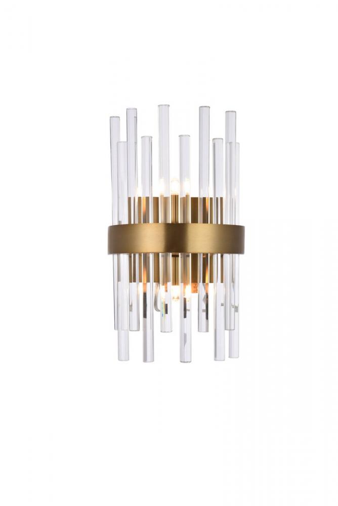 Dallas 2 Light Gold and Clear Wall Sconce Clear Royal Cut Crystal