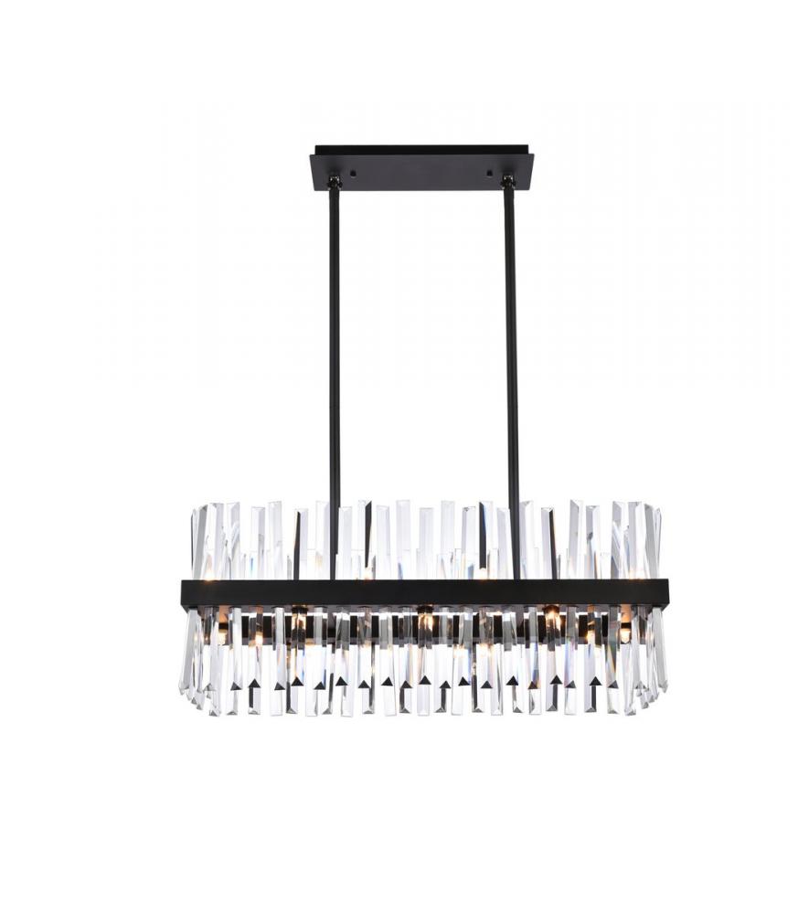 Serephina 30 Inch Crystal Rectangle Chandelier Light in Black