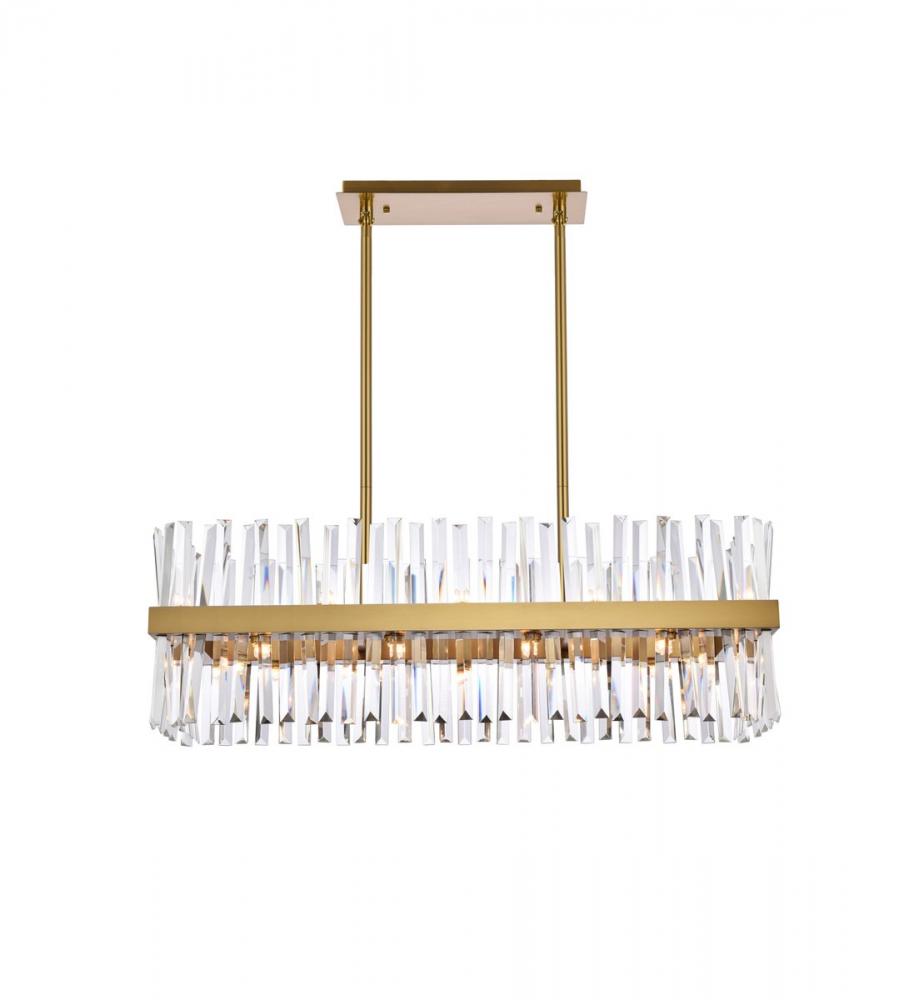 Serephina 36 Inch Crystal Rectangle Chandelier Light in Satin Gold