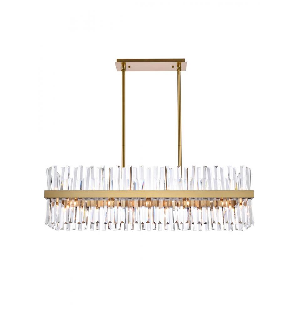 Serephina 42 Inch Crystal Rectangle Chandelier Light in Satin Gold