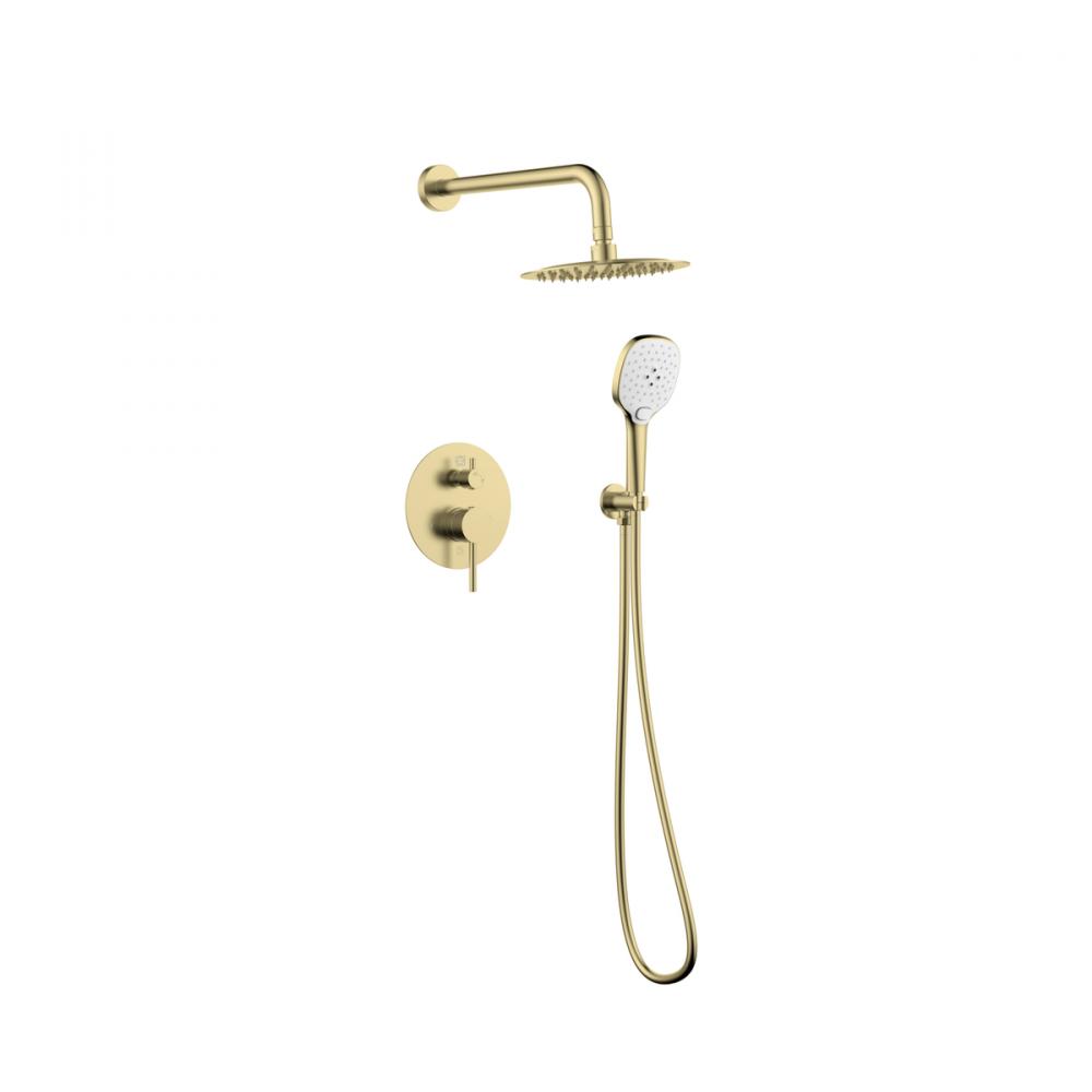 George Complete Shower Faucet System with Rough-in Valve in Brushed Gold