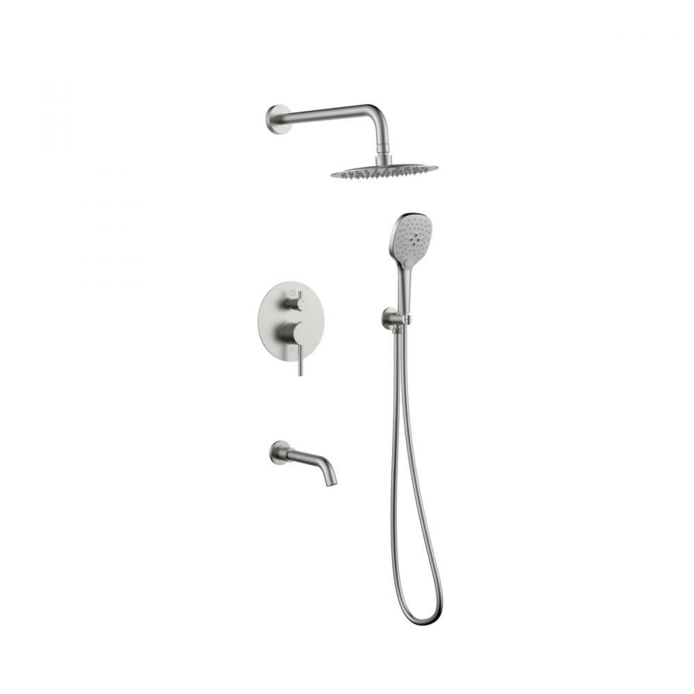 George Complete Shower and Tub Faucet with Rough-in Valve in Brushed Nickel