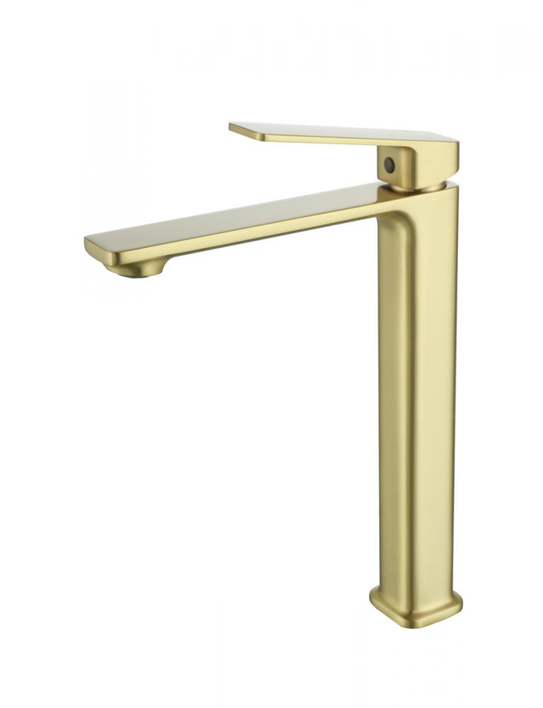 Lena Single Hole Single Handle Bathroom Faucet in Brushed Gold