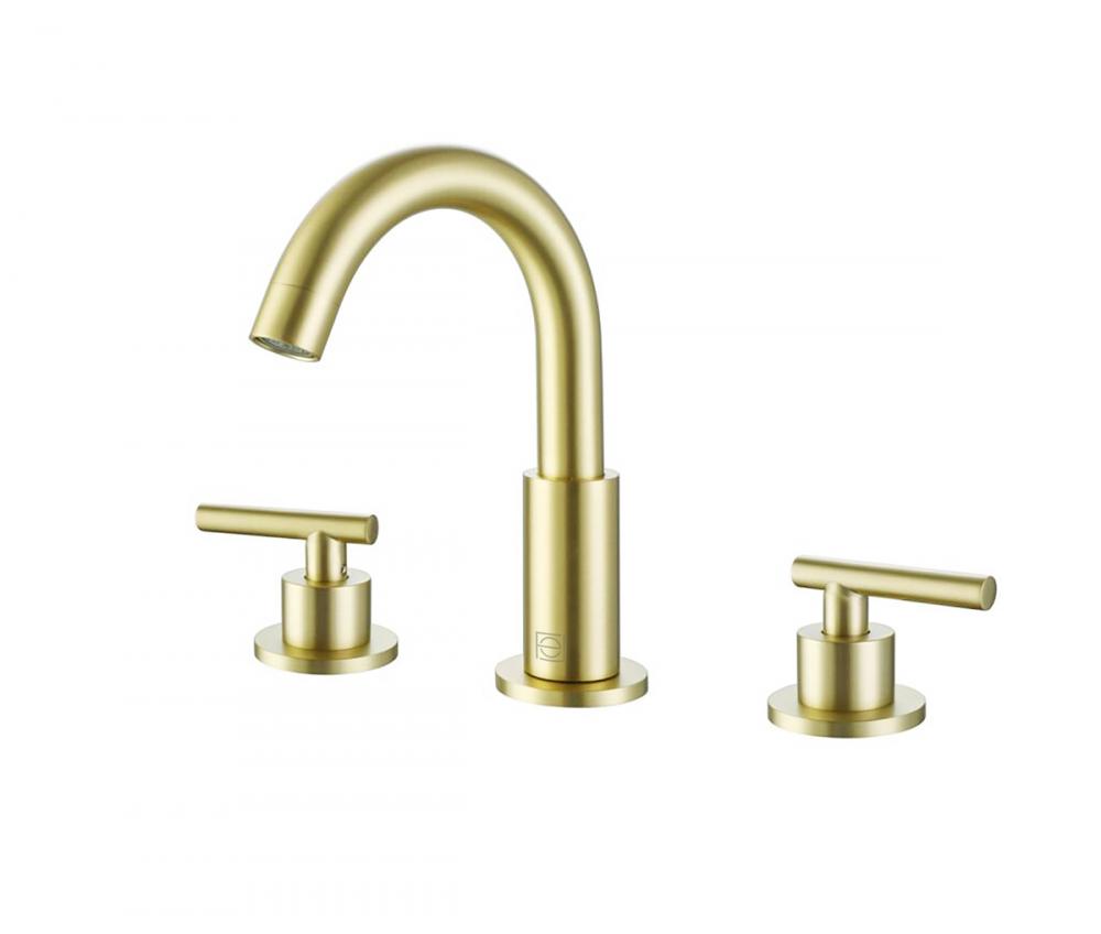 Leah 8 Inch Widespread Double Handle Bathroom Faucet in Brushed Gold