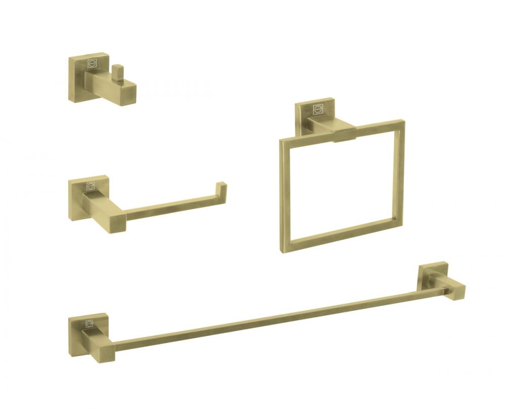 Isla 4-piece Bathroom Hardware Set in Brushed Gold