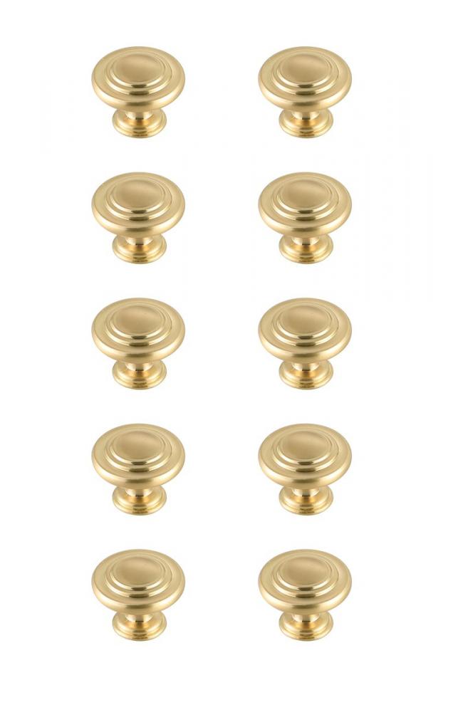 Minu 1.3" Diameter Brushed Gold Mushroom Knob Multipack (Set of 10)