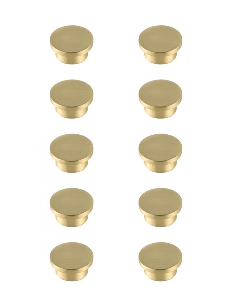 Trovon 1.6" Diameter Brushed Gold Oversize Round Knob Multipack (Set of 10)