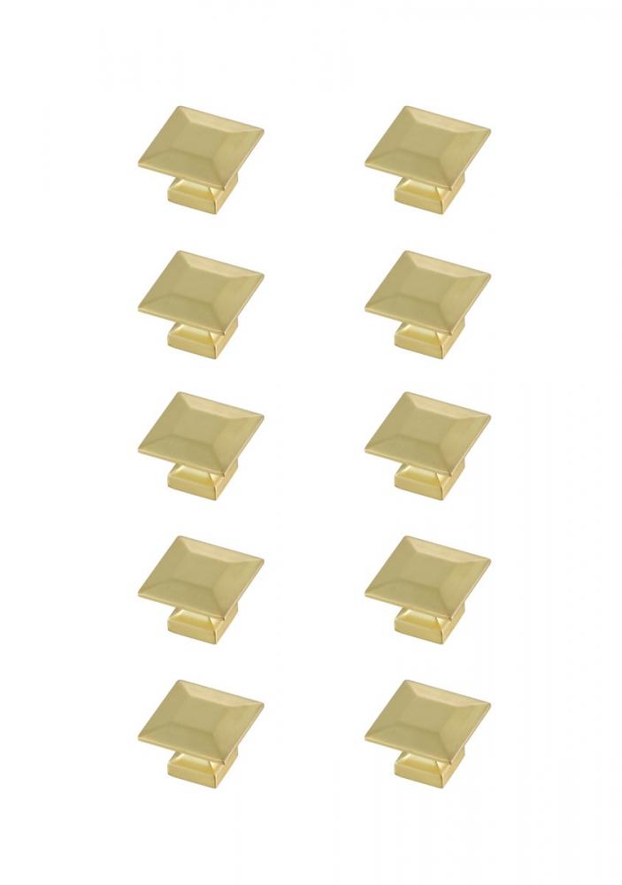 Cecil 1.3" Brushed Gold Square Knob Multipack (Set of 10)