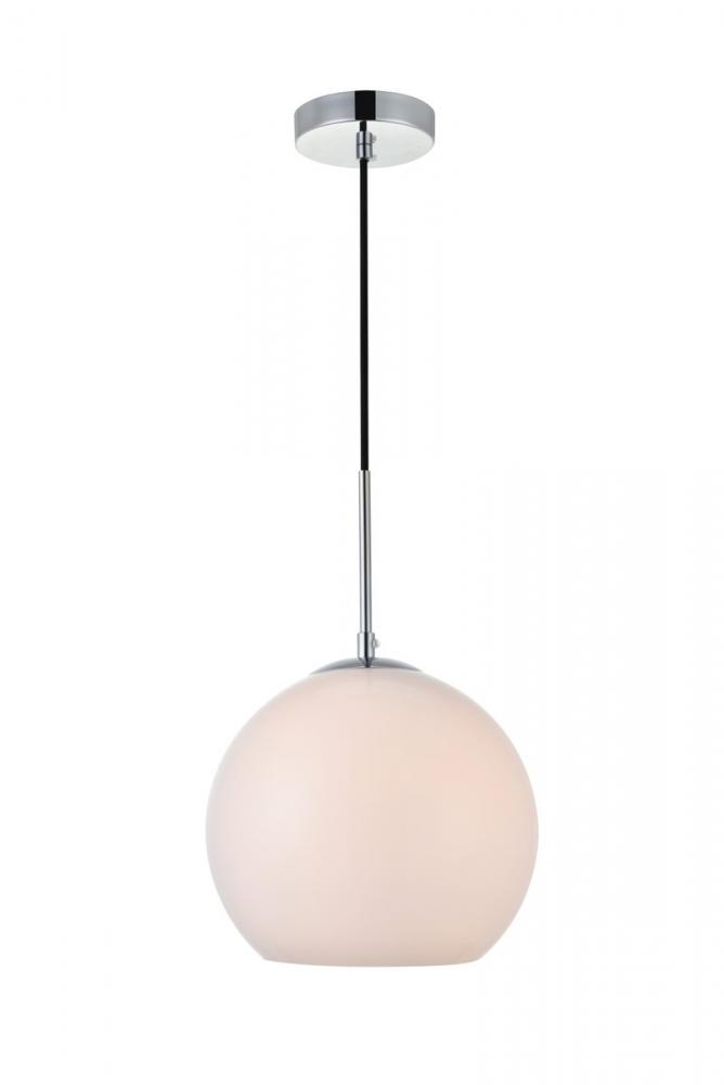 Baxter 1 Light Chrome Pendant with Frosted White Glass