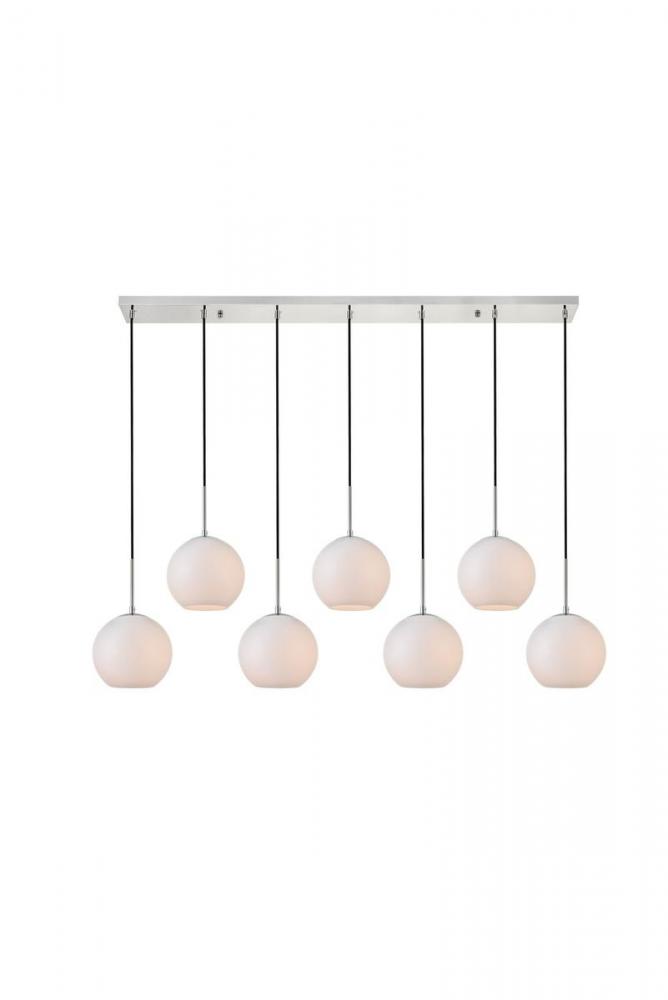 Baxter 7 Lights Chrome Pendant with Frosted White Glass